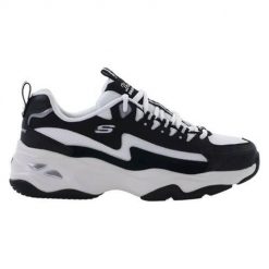 Buty do chodzenia damskie Skechers Dlites 40FANCY. Białe obuwie sportowe damskie Skechers, bez wzorów, z materiału, trekkingowe, Skechers Sport. Za 367.00 zł.