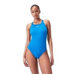 Strój kąpielowy damski Speedo Eco End Medalist. Niebieskie kostiumy jednoczęściowe damskie Speedo, s, bez wzorów, z materiału, klasyczne, na fitness i siłownię. Za 389.95 zł.