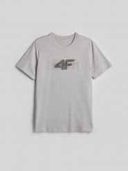 4F T-shirt regular z nadrukiem męski - szary XXL. Szare koszulki sportowe męskie 4f, m, bez wzorów, z bawełny, klasyczne, bez kołnierzyka. Za 79.99 zł.