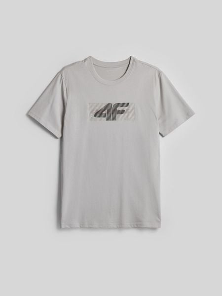 4F T-shirt regular z nadrukiem męski - szary XXL. Szare koszulki sportowe męskie 4f, m, bez wzorów, z bawełny, klasyczne, bez kołnierzyka. Za 79.99 zł.