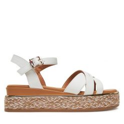 Espadryle Tommy Hilfiger. Białe sandały damskie Tommy Hilfiger, bez wzorów, bez obcasa, bez zapięcia. Za 249.99 zł.