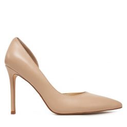 Szpilki DeeZee. Brązowe półbuty damskie DeeZee, bez wzorów, bez obcasa, bez zapięcia. Za 279.99 zł.