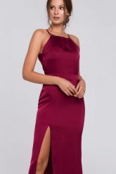 Długa sukienka wieczorowa na wesele błyszcząca halter neck czerwona. Czerwone sukienki damskie Sukienki.shop, na imprezę, m, bez wzorów, z satyny, wizytowe, bez kołnierzyka, bez ramiączek, maxi. Za 319.00 zł.