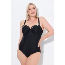 Damski Strój kąpielowy kółeczka miękki miseczki regulowane ramiączka. Czarne kostiumy jednoczęściowe damskie Ulla Popken, plus size, bez wzorów, z elastanu, sportowe, plus size, do pływania. Za 294.99 zł.
