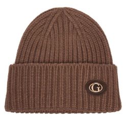 Czapka Guess. Brązowe czapki i kapelusze damskie Guess, na zimę, z aplikacjami. Za 154.99 zł.