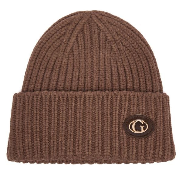 Czapka Guess. Brązowe czapki i kapelusze damskie Guess, na zimę, z aplikacjami. Za 154.99 zł.