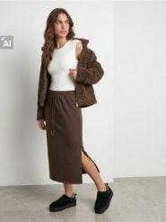 Spódnica midi z domieszką wiskozy - brązowy. Brązowe spódnice damskie Sinsay, l, bez wzorów, z wiskozy, midi. Za 39.99 zł.