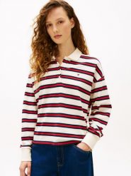 Tommy Hilfiger koszulka polo z długim rękawem Kobiety Bawełna czerwony|biały|niebieski, M. Białe koszulki sportowe damskie Tommy Hilfiger, m, bez wzorów, z bawełny, bez kołnierzyka, bez ramiączek. Za 329.95 zł.