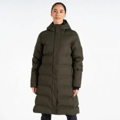 Damska kurtka turystyczna ocieplana Wander. Zielone kurtki sportowe damskie Dare 2b, bez wzorów, z puchu, bez kaptura, trekkingowe. W wyprzedaży za 499.99 zł.