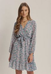 Miętowa Sukienka Nethisa. Zielone sukienki damskie Renee, na co dzień, l, bez wzorów, z materiału, bez kołnierzyka, bez ramiączek, mini, kopertowe. Za 84.99 zł.