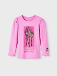 NAME IT Bluzka 13212431 Różowy Regular Fit. Czerwone bluzki dla dziewczynek Name it, bez wzorów, z bawełny, bez ramiączek. Za 99.99 zł.