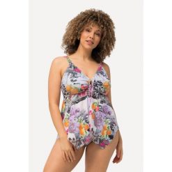 Damskie Tankini zegarki miękkie miseczki wydłużone boki ramiączka z regulacją. Brązowe bikini damskie Ulla Popken, l, bez wzorów, plus size. Za 294.99 zł.