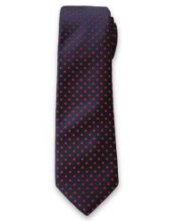 Oryginalny Krawat Męski w Czerwone Groszki, Kropki - 6cm- Alties, Granatowy. Niebieskie krawaty i muchy Alties, bez wzorów, z tkaniny, eleganckie. Za 49.00 zł.