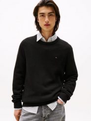 Tommy Jeans sweter Mężczyźni Bawełna czarny, XL. Czarne swetry przez głowę męskie Tommy Jeans, m, bez wzorów, z bawełny, bez kołnierzyka. Za 369.95 zł.