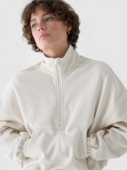 4F Bluza dresowa bez kaptura damska - beżowa L. Brązowe bluzy sportowe damskie 4f, l, bez wzorów, z bawełny, bez kaptura. W wyprzedaży za 89.99 zł.