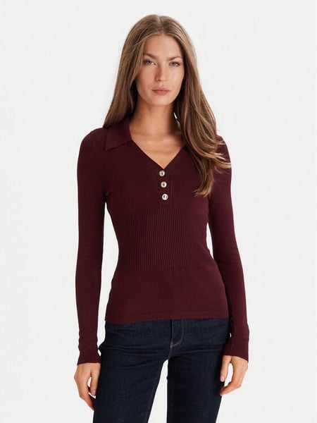 Morgan Sweter 252-MBANOU Bordowy Slim Fit. Czerwone swetry damskie Morgan, xs, bez wzorów, z wiskozy, bez kołnierzyka, bez ramiączek, bez kaptura. Za 189.99 zł.