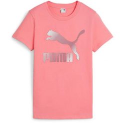 Damskie T-shirt Puma Classics Shiny Logo Tee S. Czerwone t-shirty damskie Puma, s, bez wzorów, z bawełny, bez kołnierzyka. Za 190.00 zł.