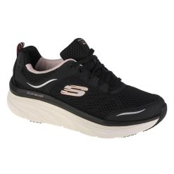 Buty sportowe Sneakersy damskie, Skechers D'Lux Walker. Czarne obuwie sportowe damskie Skechers, bez wzorów, z materiału, trekkingowe. Za 369.99 zł.
