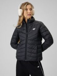 4F Kurtka z wypełnieniem syntetycznym damska - czarna L. Czarne kurtki damskie 4f, l, bez wzorów, z materiału, bez kaptura. Za 249.99 zł.