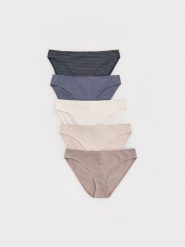 Bawełniane majtki typu bikini 5 pack - kremowy. Białe bikini damskie Reserved, l, bez wzorów. W wyprzedaży za 59.99 zł.