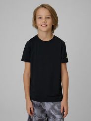 4F Koszulka sportowa szybkoschnąca chłopięca - czarna 146/152 (10-12 lat). Czarne t-shirty dla chłopców 4f, bez wzorów, bez ramiączek. Za 49.99 zł.