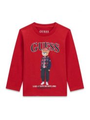 Guess Bluzka N6BI04 K5854 Czerwony ciemny Regular Fit. Czerwone t-shirty dla chłopców Guess, z aplikacjami, z bawełny, bez ramiączek. Za 114.99 zł.