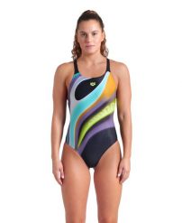 Strój Kąpielowy Arena Water Fluids Swimsuit Swim. Czarne kostiumy jednoczęściowe damskie Arena, l, bez wzorów, eleganckie, na fitness i siłownię. Za 219.99 zł.
