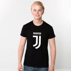 Koszulka Juventus. Czarne koszulki sportowe męskie JUVENTUS FC, m, bez wzorów, z bawełny, bez kołnierzyka, bez ramiączek, do piłki nożnej. Za 114.99 zł.
