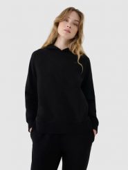 4F Bluza dresowa nierozpinana z kapturem damska - czarna S. Czarne bluzy damskie 4f, s, bez wzorów, z bawełny, z kapturem. Za 129.99 zł.
