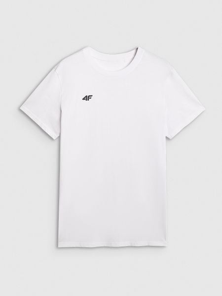 4F T-shirt regular gładki męski - biały M. Białe koszulki sportowe męskie 4f, m, bez wzorów, z bawełny, klasyczne, bez kołnierzyka. Za 49.99 zł.