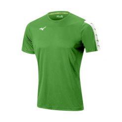 Koszulka Mizuno Nara Tee. Zielone koszulki sportowe męskie Mizuno, bez wzorów, bez kołnierzyka, bez ramiączek, na fitness i siłownię. Za 151.00 zł.