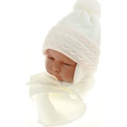 Czapka niemowlęca z szalikiem CZ+S 008C biała. Czapki dla dzieci marki Proman. Za 36.70 zł.