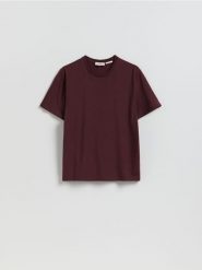 T-shirt regular z włóknem bambusowym - bordowy. Czerwone t-shirty męskie Reserved, l, bez wzorów, z dzianiny, bez kołnierzyka. Za 89.99 zł.