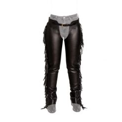 Syntetyczne skórzane chapsy damskie z frędzlami Dy'on. Czarne obuwie sportowe damskie DY'ON, bez wzorów, z syntetyku, do jazdy konnej. Za 1,115.00 zł.