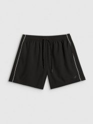 4F Spodenki plażowe damskie - czarne L. Czarne szorty sportowe damskie 4f, l, bez wzorów, z dresówki, sportowe, na fitness i siłownię. Za 99.99 zł.