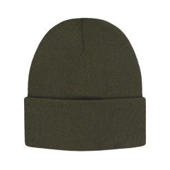 Jednokolorowa Czapka Zimowa Typu Beanie – Zimowa - Ciemna Zieleń. Zielone czapki i kapelusze męskie His Story, na jesień, bez wzorów. Za 40.00 zł.