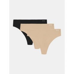 Bielizna damska Under Armour PURE STRETCH NO SHOW THONG -SOLID 3PK. Brązowa bokserki damskie Under Armour, bez wzorów. Za 84.99 zł.