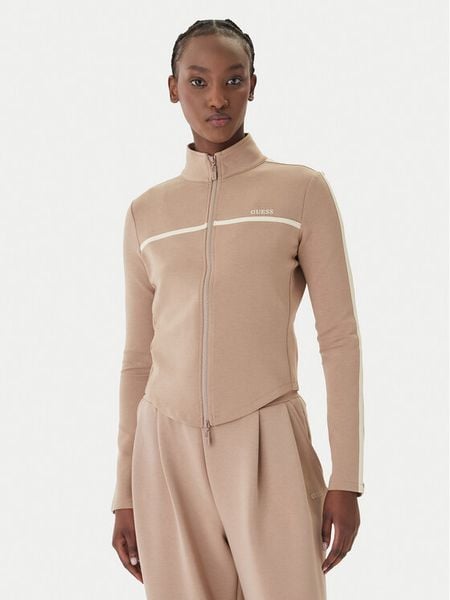 Guess Bluza V6GQ04 K2911 Beżowy Regular Fit. Brązowe bluzy damskie Guess, xs, z aplikacjami, z syntetyku, bez kaptura. Za 271.99 zł.