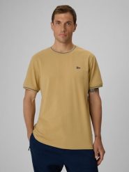 4F T-shirt regular gładki męski - beżowy XL. Brązowe t-shirty męskie 4f, m, bez wzorów, z bawełny, bez kołnierzyka. Za 79.99 zł.