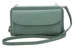 Listonoszka portfel 2w1 BARBERINI'S zielona 909-38. Zielone portfele damskie Barberinis, bez wzorów, ze skóry. Za 159.99 zł.