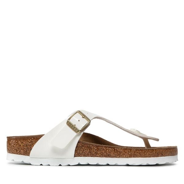 Japonki Birkenstock. Białe klapki damskie Birkenstock, bez wzorów, bez obcasa. Za 449.99 zł.