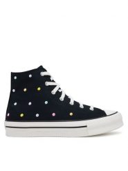 Converse Trampki Chuck Taylor All Star Lift Polka Dots Platform A12608C Czarny. Czarne trampki i tenisówki damskie Converse, bez wzorów, z materiału, retro, bez zapięcia. Za 209.99 zł.