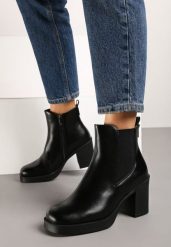 Czarne Botki na Obcasie w Stylu Sztybletów z Elastyczną Wstawką Amarsevia. Czarne botki damskie Born2be, z jeansu, eleganckie, bez obcasa, na obcasie, bez zapięcia. Za 189.99 zł.