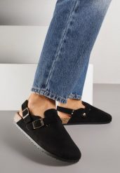 Czarne Sandały Typu Chodaki z Klamrami Silvermore. Czarne sandały dziewczęce Renee, z jeansu, bez zapięcia. Za 79.99 zł.