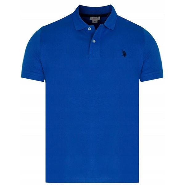 Koszulka polo dla mężczyzn U.S. Polo Assn. Niebieskie koszulki polo męskie U.S. Polo Assn., m, bez wzorów, klasyczne, bez ramiączek. Za 114.99 zł.
