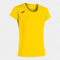 Koszulka do biegania damska Joma Record II z krótkim rękawem. Żółte koszulki sportowe damskie Joma, l, bez wzorów, sportowe, bez kołnierzyka. Za 141.99 zł.