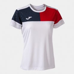 Sportowa T-Shirt Damska Joma XL - Biała/Czerwona Oddychająca i Stylowa. Białe koszulki sportowe damskie Joma, xl, bez wzorów, bez kołnierzyka, bez ramiączek, do piłki nożnej. Za 157.99 zł.
