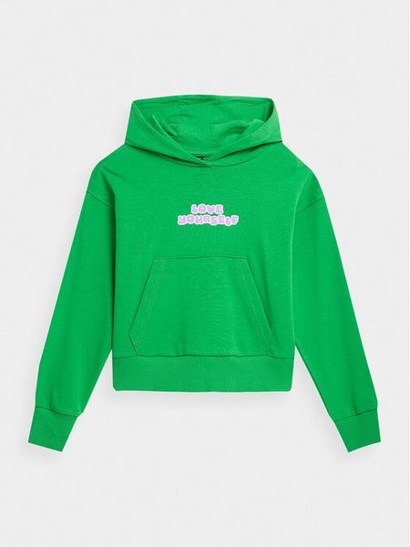4F Bluza 4FJAW23TSWSF645 Zielony Regular Fit. Zielone bluzy dla dziewczynek 4f, bez wzorów, z bawełny, bez ramiączek, bez kaptura. Za 139.99 zł.