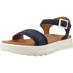 Sandały GEOX D XAND 2.1S Niebieski. Niebieskie sandały damskie Geox, bez wzorów, ze skóry, bez obcasa, bez zapięcia. Za 399.99 zł.