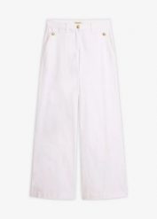 Spodnie wide leg z bawełny ze stretchem. Brązowe spodnie materiałowe damskie bonprix, bez wzorów, z bawełny. Za 159.99 zł.